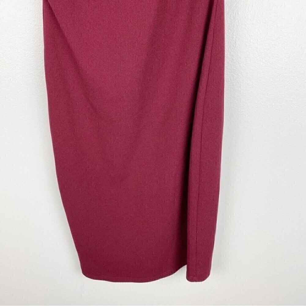 Lulu's Give Me a Beat Burgundy Asymmetrical One Shoulder Bodycon Midi Dress Sz S - Picture 4 of 8